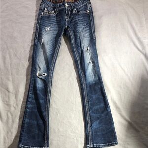 Stylish Blue Distressed Women's Jeans